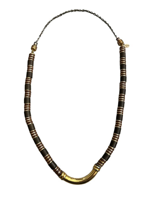 Anne Klein Brown Gold Stacked Bead Statement Necklace 22"