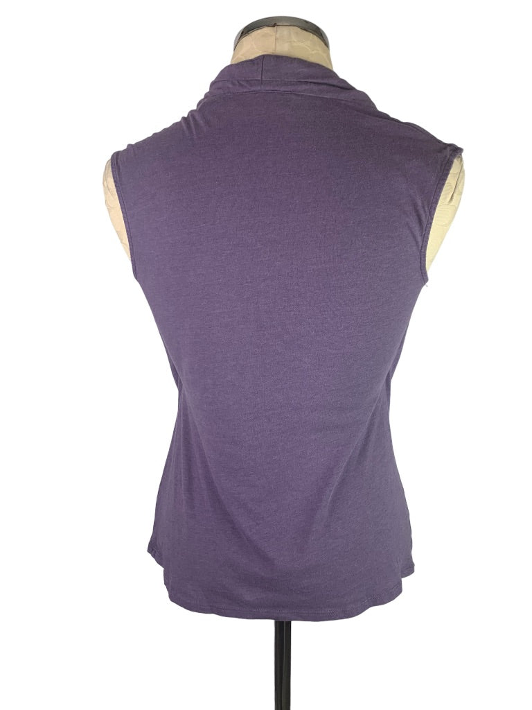 Medium Petite Preswick & Moore Women's Cowl Neck Sleeveless Purple Top