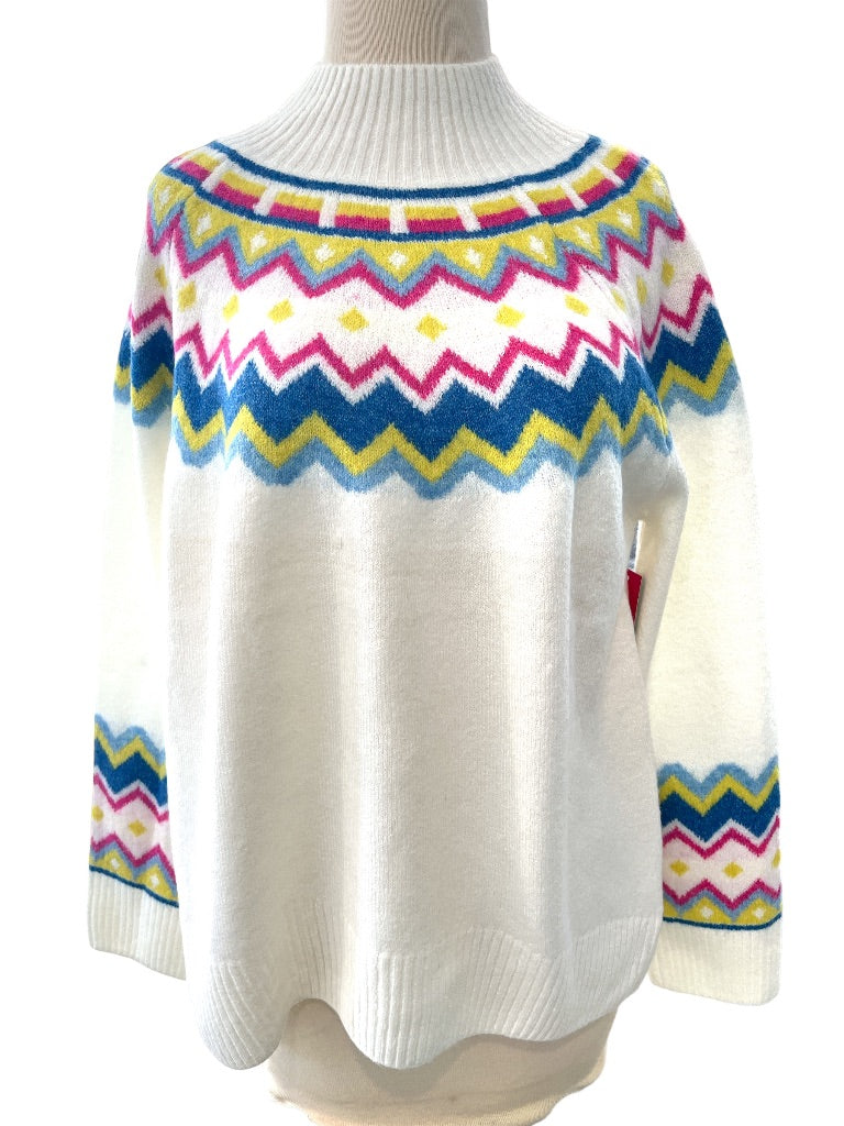 Medium Vince Camuto Super Soft White And Brights Sweater NWT