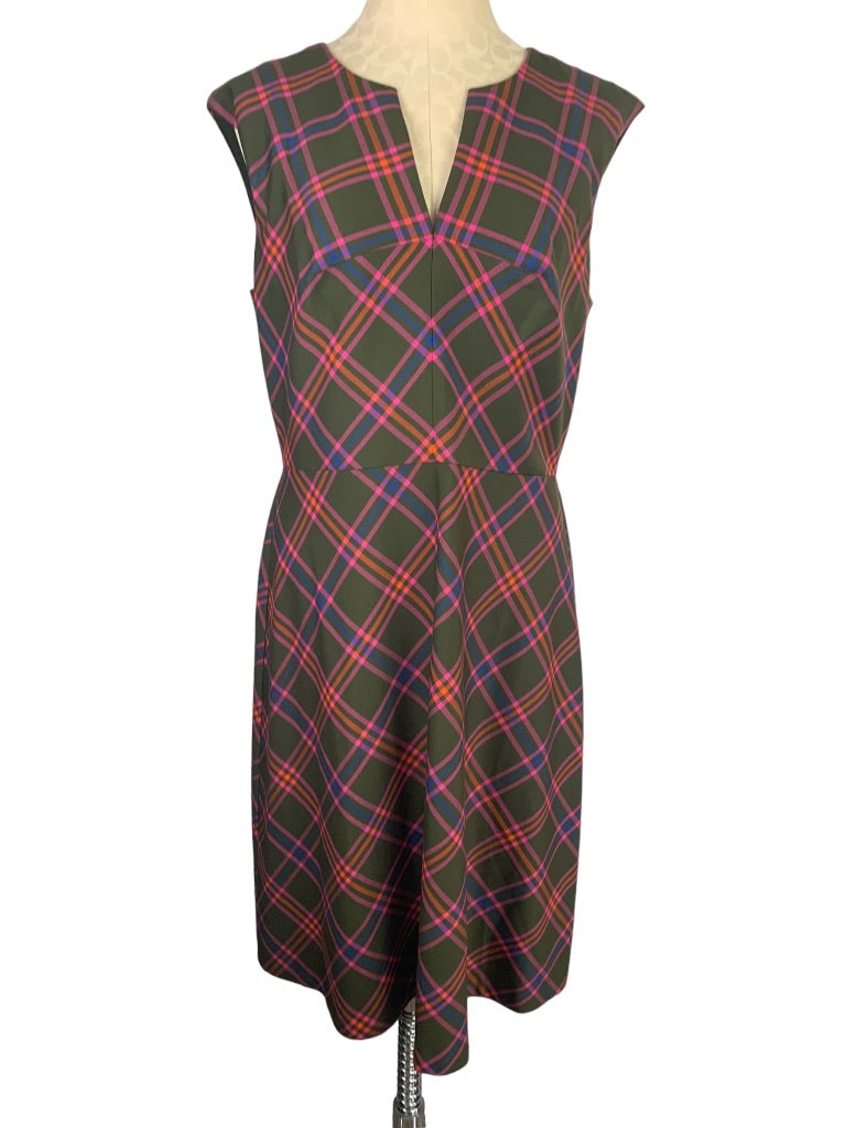 12 Trina Turk Delightful Dress A Line Plaid Dress New Retro Knee Length