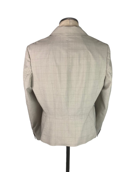 14 Jones New York Women's Subtle Plaid Tan Blazer Stretch Easy Care