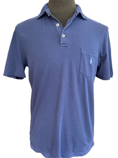 Medium polo Ralph Lauren men's pocket short sleeve shirt blue