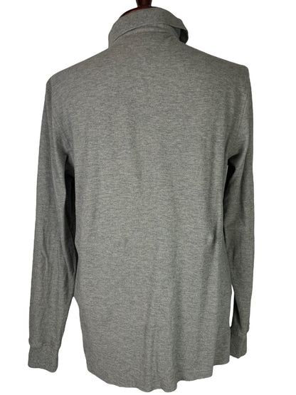 Medium Tommy Hilfiger Men's Forest Gray Long Sleeve Polo Shirt Regular Fit