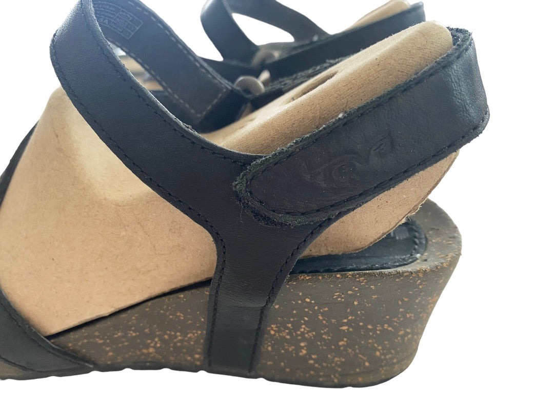 9 Teva Cabrillo Crossover Wedge Sandals Black