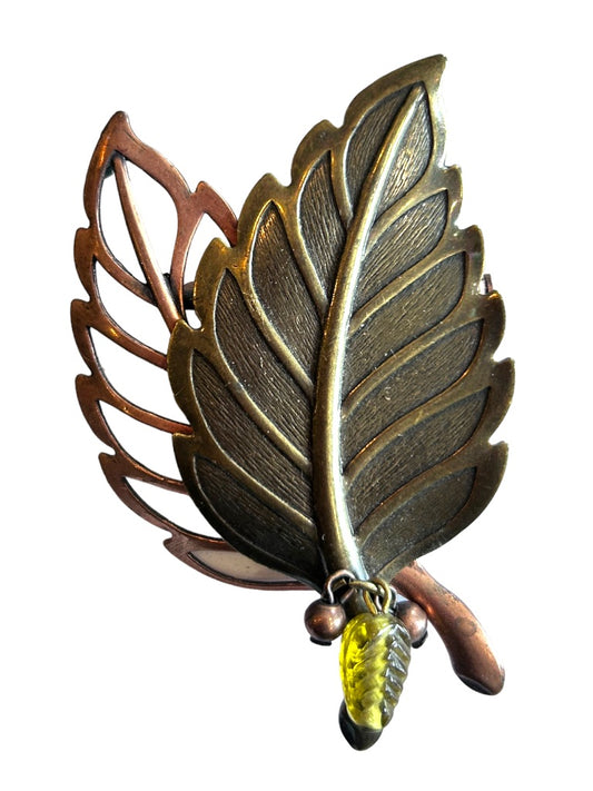 Basics by Croft & Barrow Fall Autumn Theme Leaf Pin Brooch 2 5/8"h