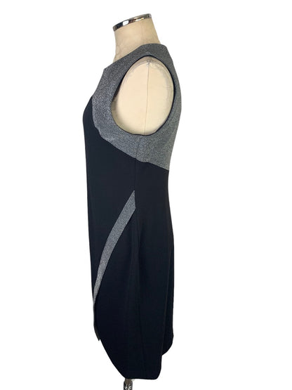 8 Tommy Hilfiger Black Silver Sleeveless Sheath Dress Stretch Fabric Back Zip