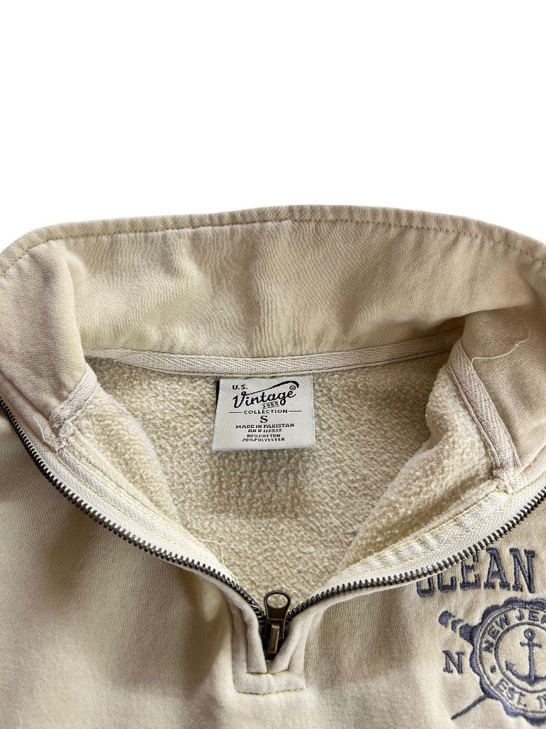 Small U.S. Vintage Men's 1/4 Zip Tan Pullover Sweatshirt "Ocean City NJ"