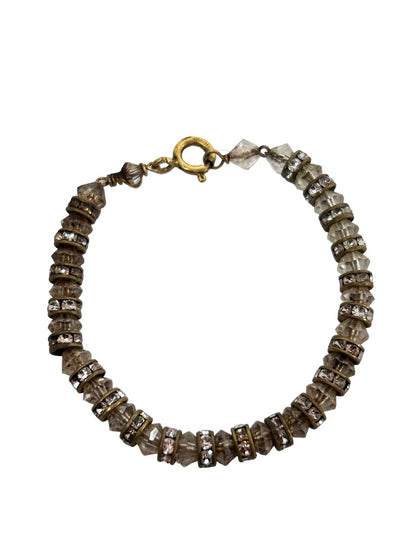 Goldtone and Crystal Beaded Gold Filled Bracelet 5.75" Petite Size