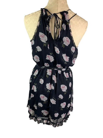 Small Abercrombie & Fitch Navy Blue Floral Print Sundress Junior Women's