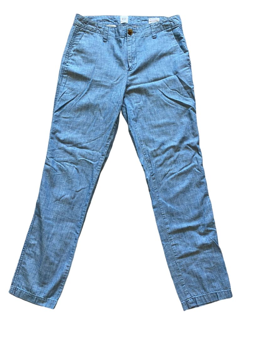 0 GAP Girlfriend Khaki Chambray Cotton Pants Light Blue