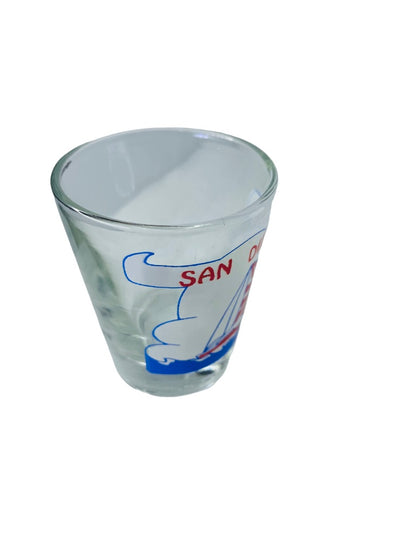 San Diego Shot Glass Souvenir Barware 2.5"h x 2" Top Diameter Sailboat