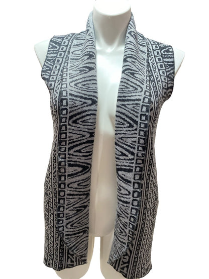 Small Cupio Sleeveless Gray Open Front Cardigan Long