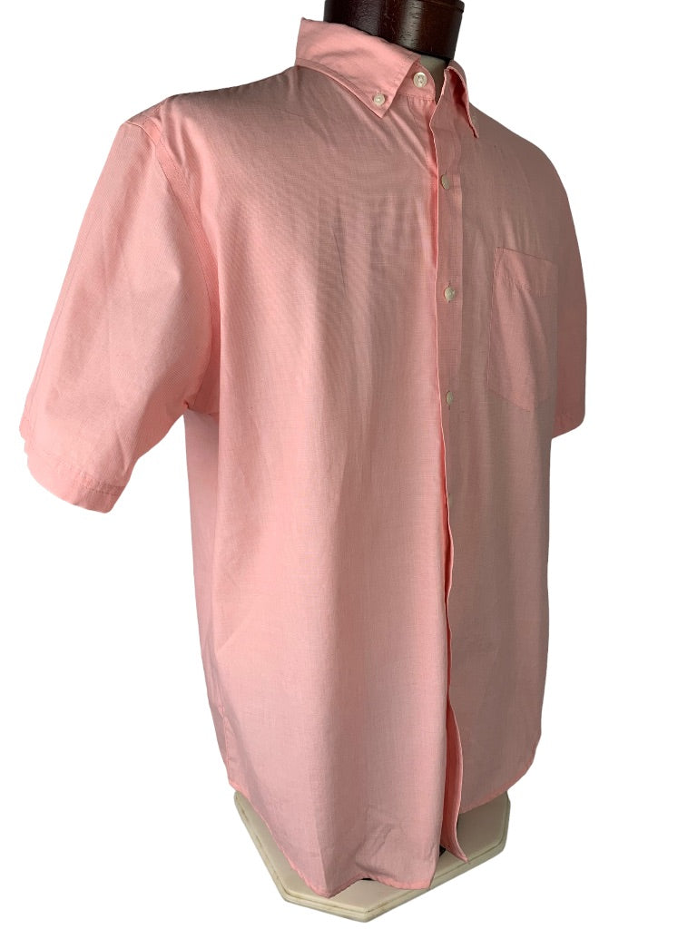 Large Croft & Barrow Men's Pink Button Up Short Sleeve Easy Care Shirt