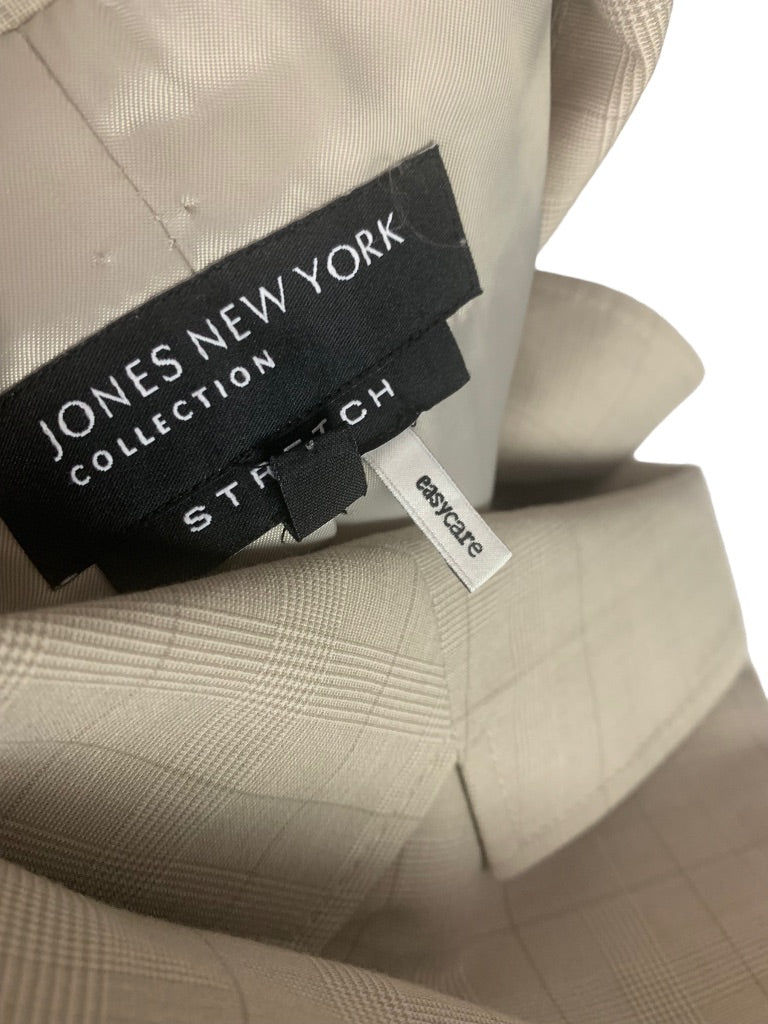 14 Jones New York Women's Subtle Plaid Tan Blazer Stretch Easy Care