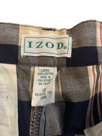 10 Izod Women's Plaid Vintage 1980s Golf Shorts New Cream Navy