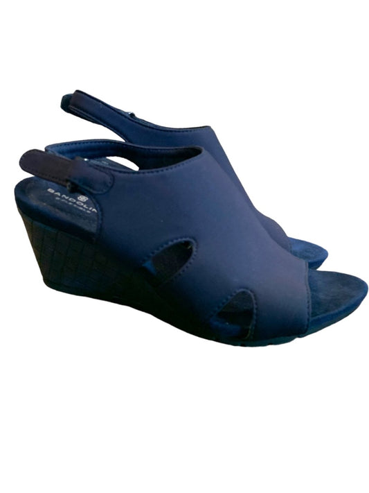 6.5M Bandolino B-Flexible Fabric Upper Navy Blue 2.5" Wedge Sandal
