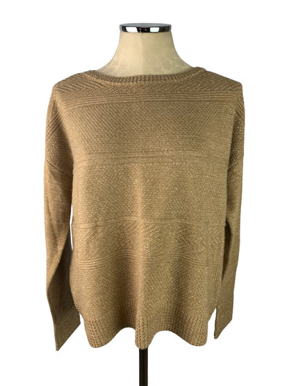 Medium Lord & Taylor Brown Silver Threading Women's Lightweight Sweater