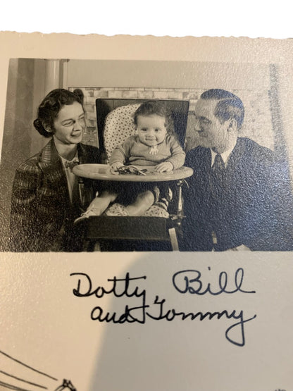 Vintage Holiday Photo Card 1944(?) Family Christmas "Dotty Bill and Tommy"