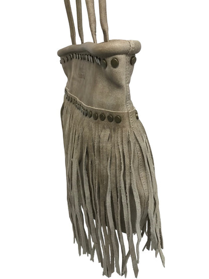 Debra Soul in Leather Fringed Light Brown Riveted Shoulder Bag