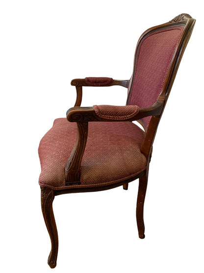 Vintage French Louis XV Style Open Armchair Sturdy Burgundy Upholstery