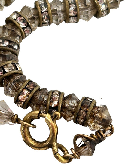 Goldtone and Crystal Beaded Gold Filled Bracelet 5.75" Petite Size