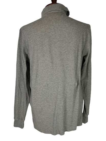 Medium Tommy Hilfiger Men's Forest Gray Long Sleeve Polo Shirt Regular Fit