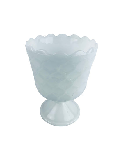 Milk Glass Fruit Pedestal Bowl E.O. Brody Honeycomb Pattern Cleveland OH 6"h x 4.5"d