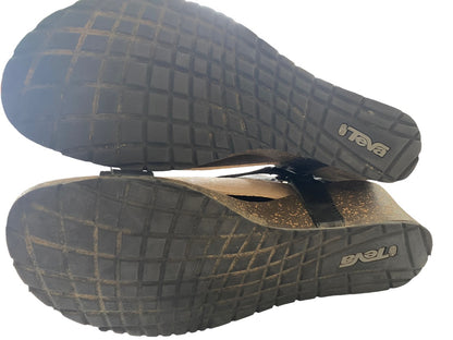 9 Teva Cabrillo Crossover Wedge Sandals Black
