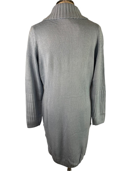 Medium Motto Women's Light Blue Long New Cardigan Sweater Single Button