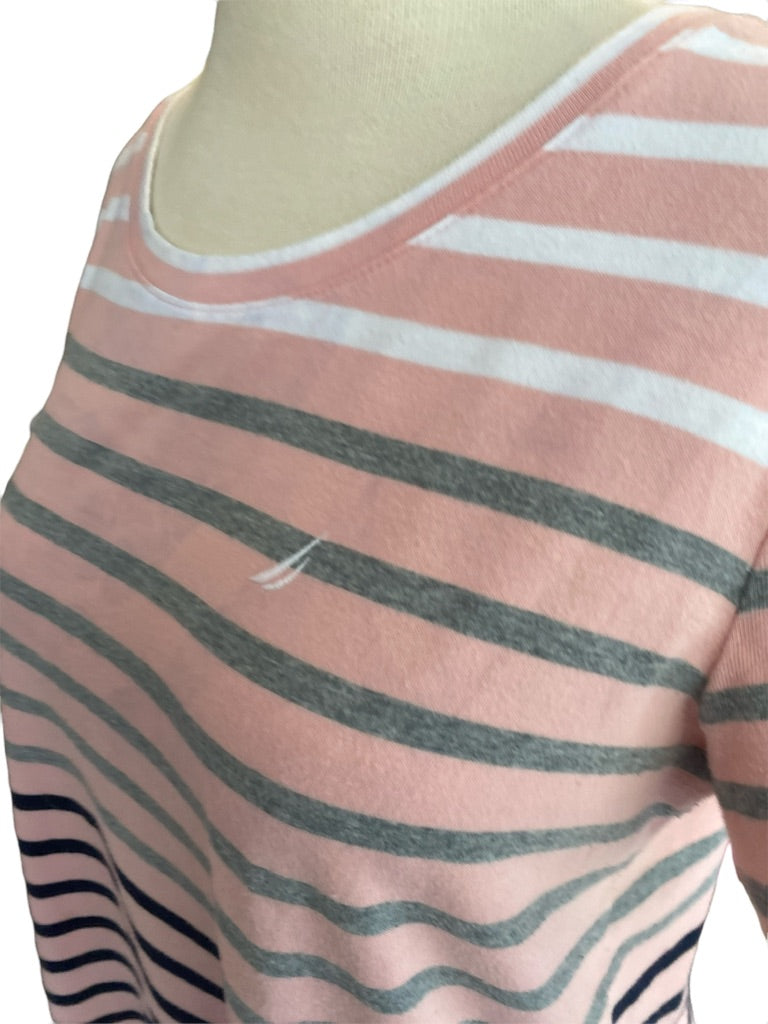 Medium Nautica Striped Tie Front T-shirt Blouse