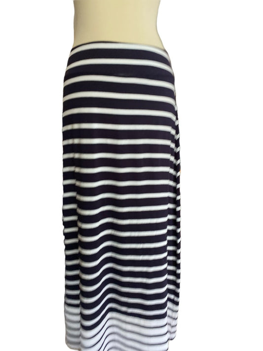 Small Petite Talbots Navy Striped Maxi Skirt