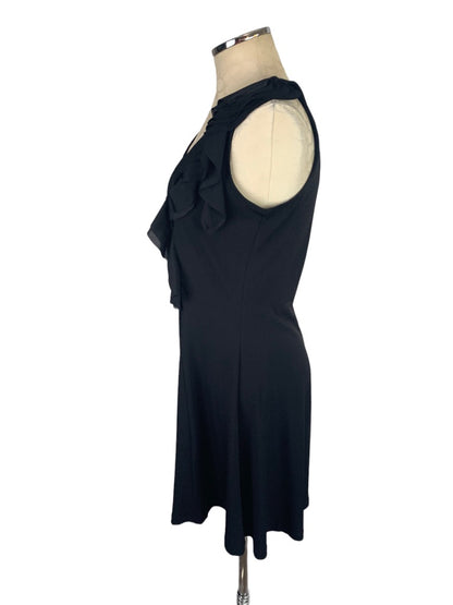 Medium Elle Black Pullover Sheath Stretch Dress Frilly Fun Sleeveless Above Knee