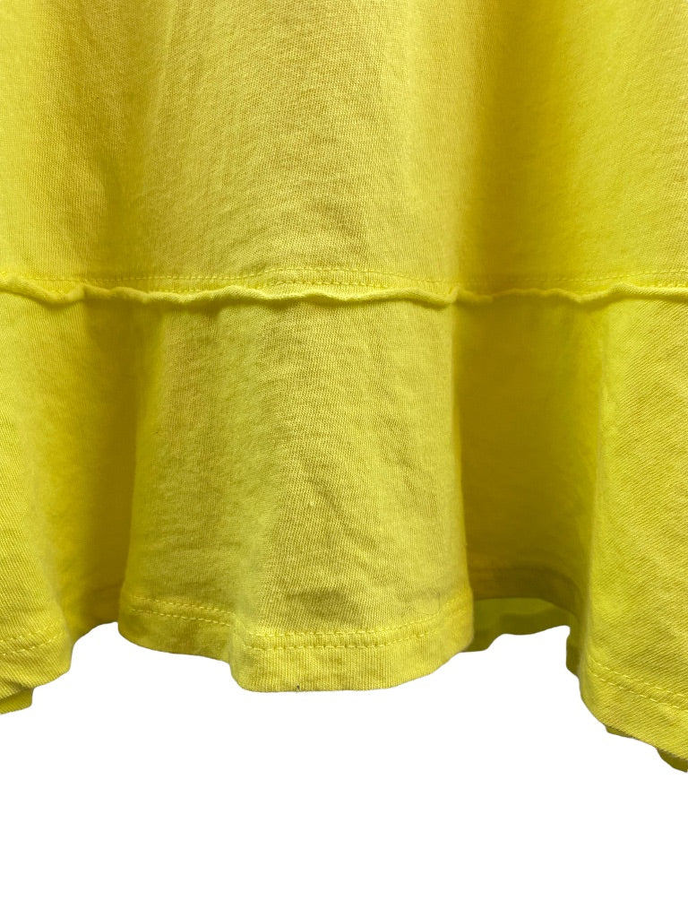 XL Caslon Yellow Flounce Hem Women's Tshirt Short Sleeve Scoop Neck