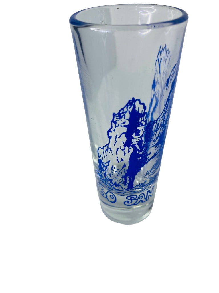 Cabo San Lucas Souvenir Shot Glass Blue Design Shooter Barware