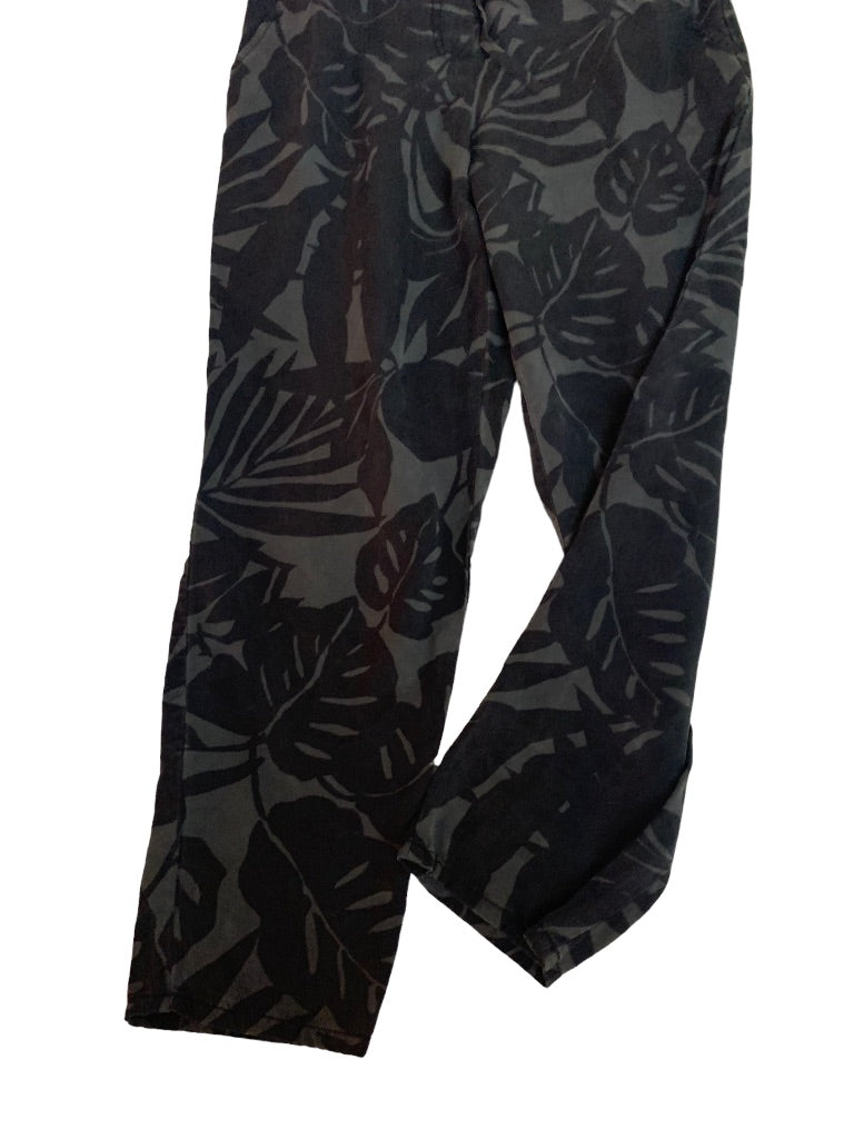 Small Gap Gray Tropical Print Women's Pull On Elastic Drawstring Waist Pants