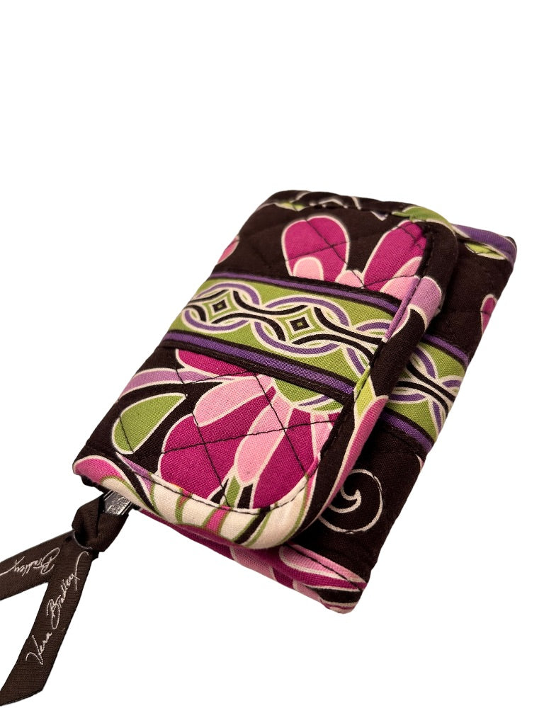 Vera Bradley Purple Punch Pattern Trifold Wallet Hook and Loop Closure