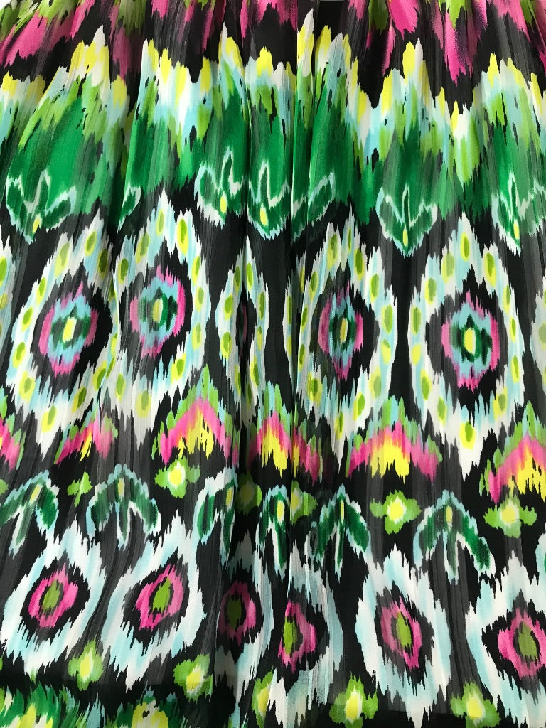 8 Bonnie Jean Girls Lined Pink Dress Sleeveless Abstract Design Green Skirt