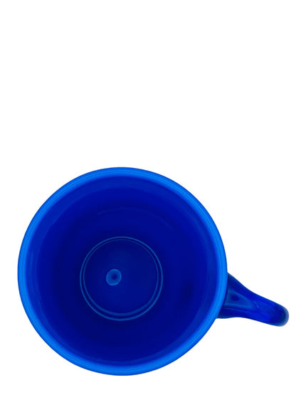 Blue Glass Handblown Handled Mug Opaque 5"h x 3.5" diameter