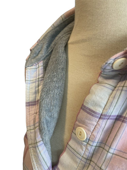 XS LL Bean Pastel Plaid Fleece Lined Flannel Shirt Women's