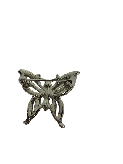 Vintage Silvertone Butterfly Brooch 1.5" Pierced Design Pin