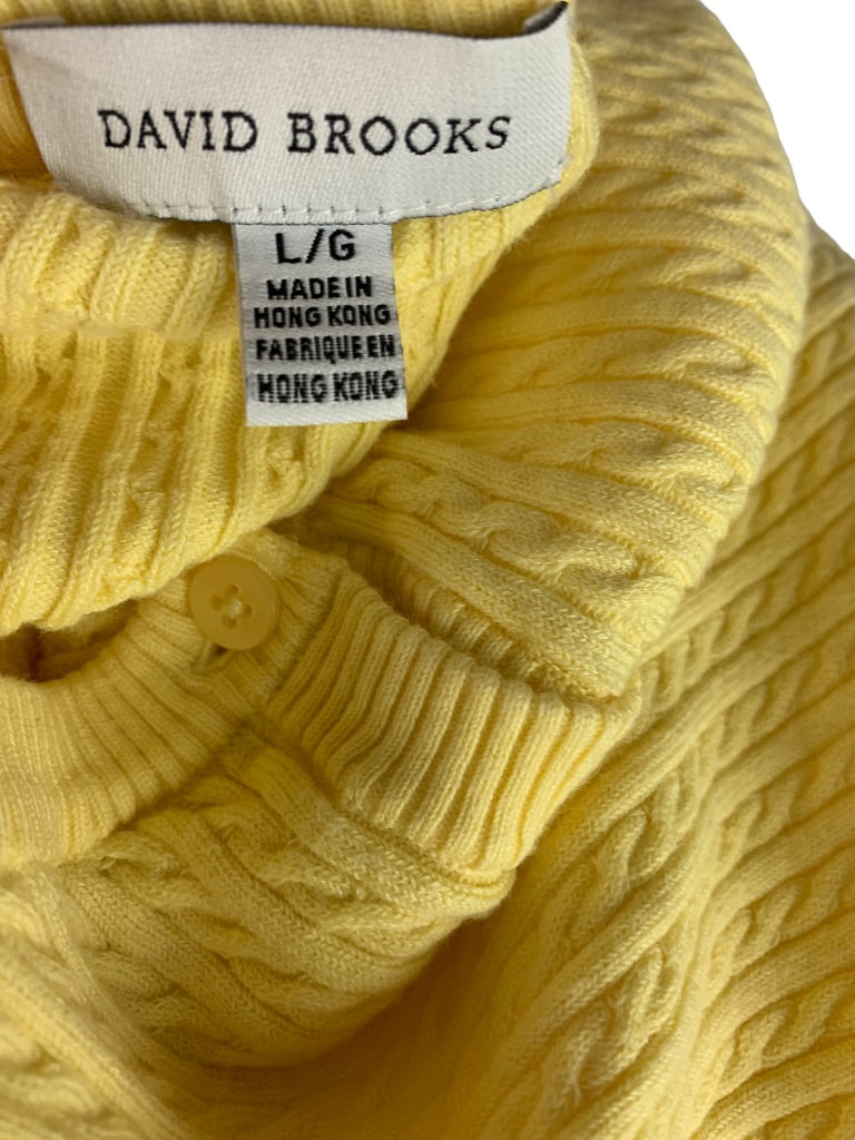 Large David Brooks Yellow Button Down Cardigan Cable Knit Women's