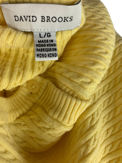 Large David Brooks Yellow Button Down Cardigan Cable Knit Women's