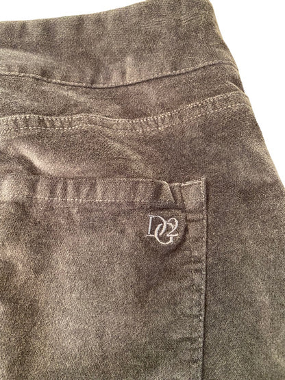 Small DG2 Diane Gilman Women's Dark Gray Stretch Velvet Pull On Pants