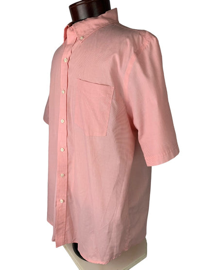 Large Croft & Barrow Men's Pink Button Up Short Sleeve Easy Care Shirt