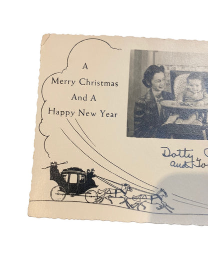 Vintage Holiday Photo Card 1944(?) Family Christmas "Dotty Bill and Tommy"