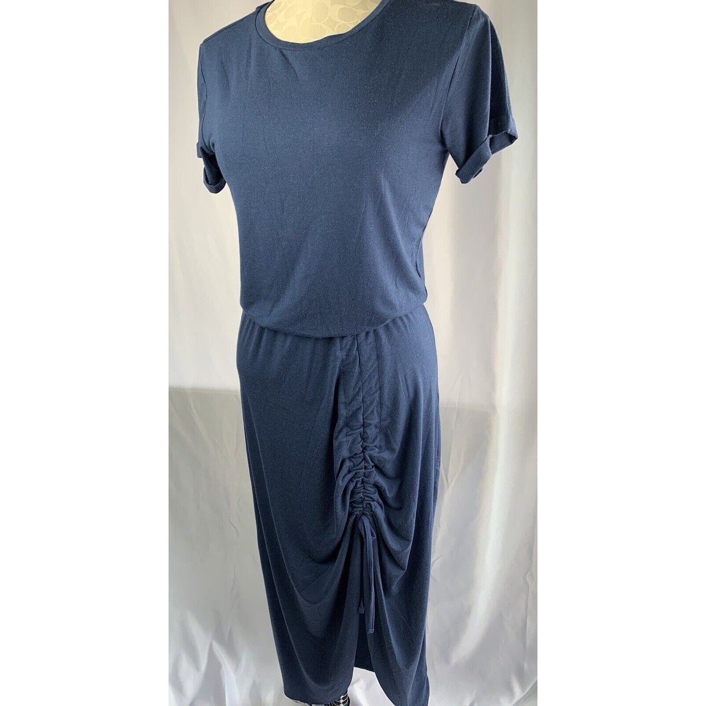 Small Buffalo by David Bitton Blue Jersey Knit Dress Short Sleeve Elastic Waist