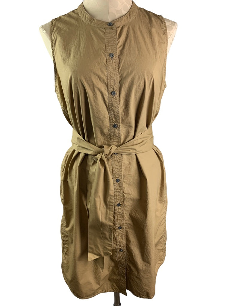 Medium J.Crew Collection Women's Sleeveless Poplin Shirtdress Belted Brown Style#J1570