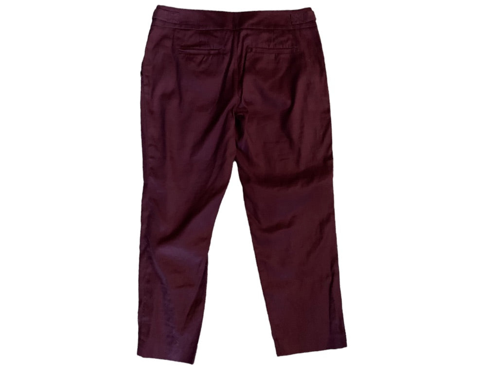 4P LOFT Petites Women's Merlot "Marisa" Crop Pants Linen Blend