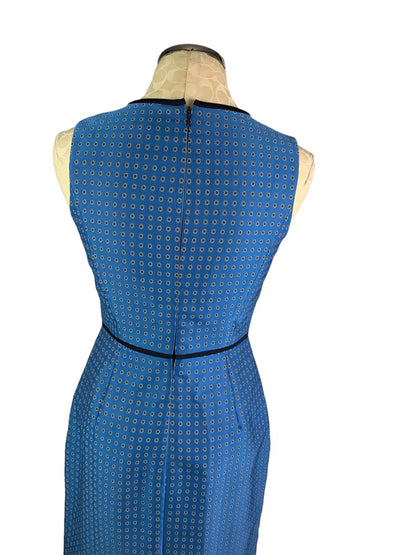 4 J.Crew Blue Sheath Dress Blue Foulard Print Style #F4122 Sleeveless