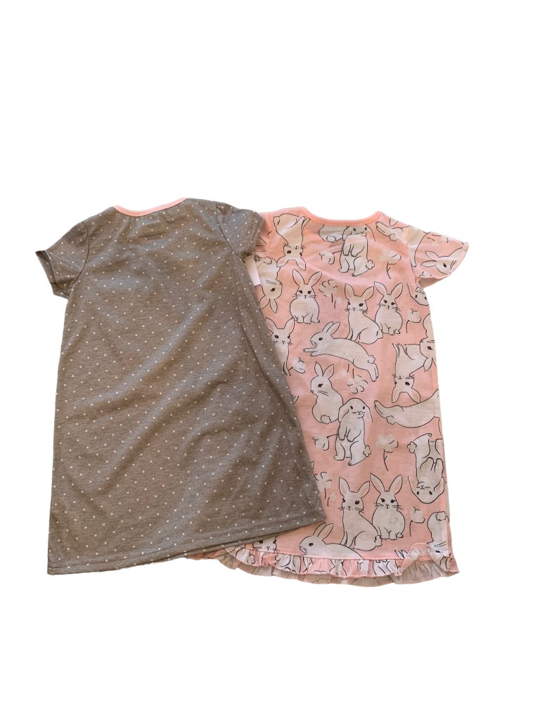 2-3 Carter's Girls Set of 2 New Bunny Nightgowns Easter Pink Gray Short Sleeve